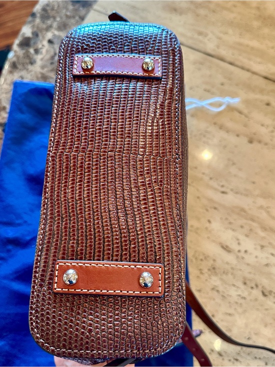 Dooney & Bourke Embossed Lizard Leather Backpack and Wallet in Chestnut Brown main image 14